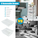6 Drawers Rolling Storage Cart Organizer-Transparent