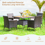 Outdoor 5 Pieces Dining Table Set with 1 Table and 4 Single Sofas
