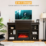 70 Inch Modern Fireplace Media Entertainment Center with Bookcase