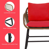 3 Pieces Patio Rattan Bistro Set Cushioned Chair Glass Table Deck