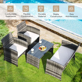 4 Pcs Patio Rattan Furniture Set Top Sofa With Glass Table