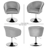 360 Degree Swivel Makeup Stool Accent Chair with Round Back and Metal Base