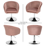 360 Degree Swivel Makeup Stool Accent Chair with Round Back and Metal Base