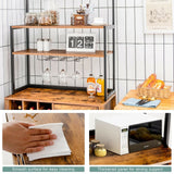 Kitchen Bakers Rack Freestanding Wine Rack Table with Glass Holder and Drawer