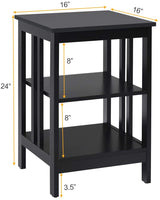 2 Pieces 3-Tier Nightstand with Reinforced Bars and Stable Structure