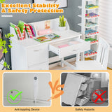 Kids Wooden Writing Furniture Set with Drawer and Storage Cabinet