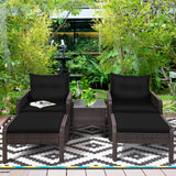 5 Pieces Patio Rattan Sofa Ottoman Furniture Set with Cushions