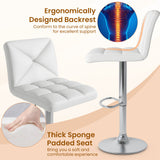 PU Leather Upholstered Bar Stools Set of 2 with Back and Adjustable Height