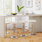 Set of 2 Adjustable Round PU Leather Swivel Barstool with Chrome Footrest