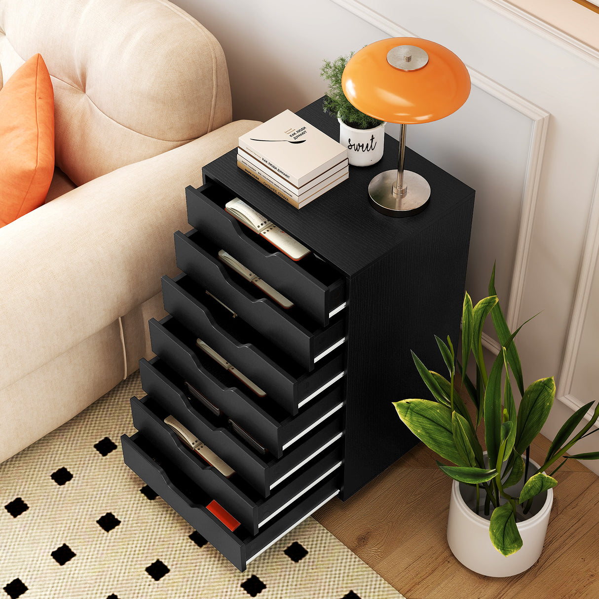 7-Drawer Chest Storage Dresser Floor Cabinet Organizer with Wheels
