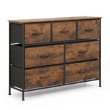 7-Drawer Wide Dresser with 2-Sized Folding Fabric Drawers for Bedroom