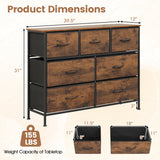 7-Drawer Wide Dresser with 2-Sized Folding Fabric Drawers for Bedroom