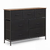 7-Drawer Wide Dresser with 2-Sized Folding Fabric Drawers for Bedroom
