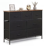 7-Drawer Wide Dresser with 2-Sized Folding Fabric Drawers for Bedroom