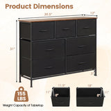 7-Drawer Wide Dresser with 2-Sized Folding Fabric Drawers for Bedroom