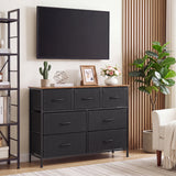 7-Drawer Wide Dresser with 2-Sized Folding Fabric Drawers for Bedroom