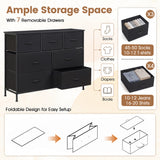 7-Drawer Wide Dresser with 2-Sized Folding Fabric Drawers for Bedroom