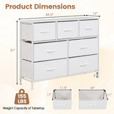 7-Drawer Wide Dresser with 2-Sized Folding Fabric Drawers for Bedroom