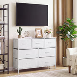 7-Drawer Wide Dresser with 2-Sized Folding Fabric Drawers for Bedroom