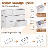 7-Drawer Wide Dresser with 2-Sized Folding Fabric Drawers for Bedroom
