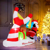 7 Feet Christmas Inflatables Santa with Slingshot and Built-in LED Lights Outdoor Decoration