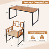 7-Piece Outdoor Dining Set with Acacia Wood Table & Chairs and Umbrella Hole-Natural & Black