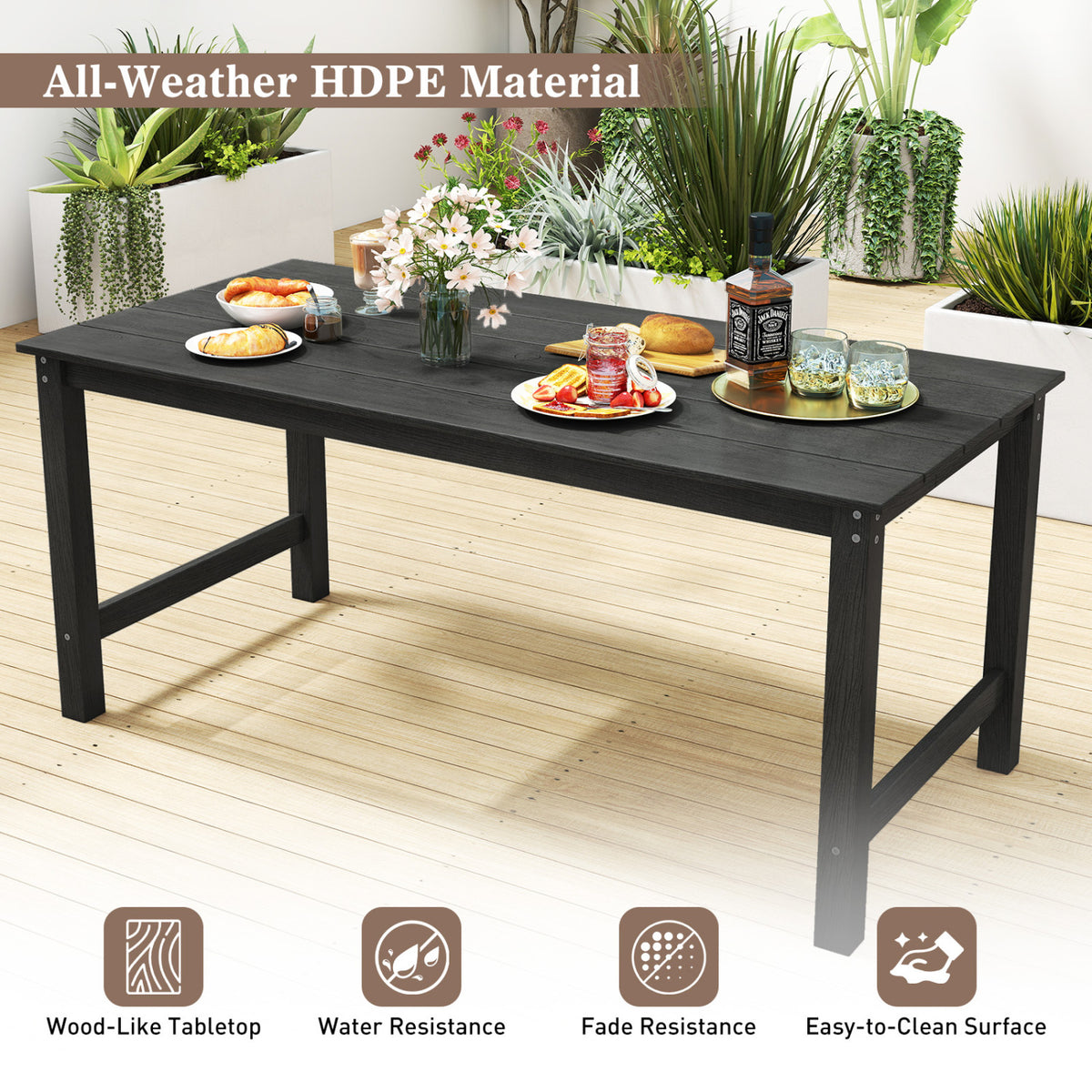 7 Pieces Patio Dining Set Outdoor HDPE Weather Resistant Table and Chairs Set