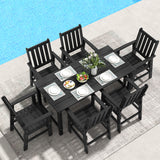 7 Pieces Patio Dining Set Outdoor HDPE Weather Resistant Table and Chairs Set