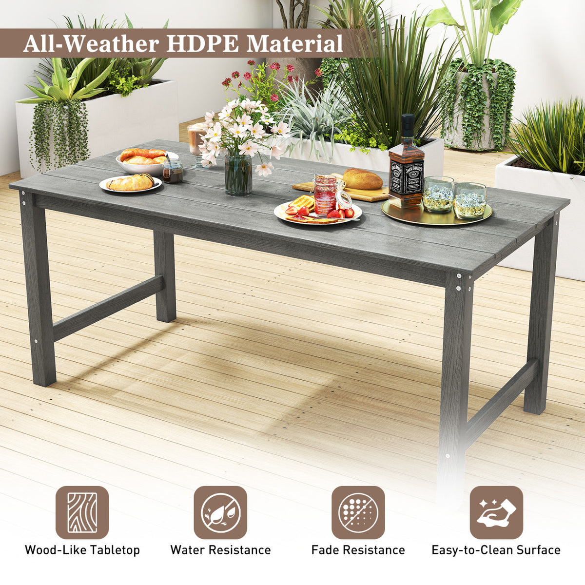 7 Pieces Patio Dining Set Outdoor HDPE Weather Resistant Table and Chairs Set