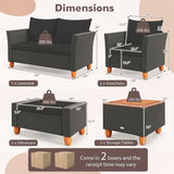 7 Pieces Patio Furniture PE Rattan Sectional Sofa Set with Armchairs and Table
