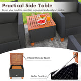 7 Pieces Patio Furniture PE Rattan Sectional Sofa Set with Armchairs and Table