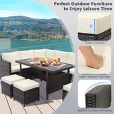 7 Pieces Wicker Patio Furniture Set-White
