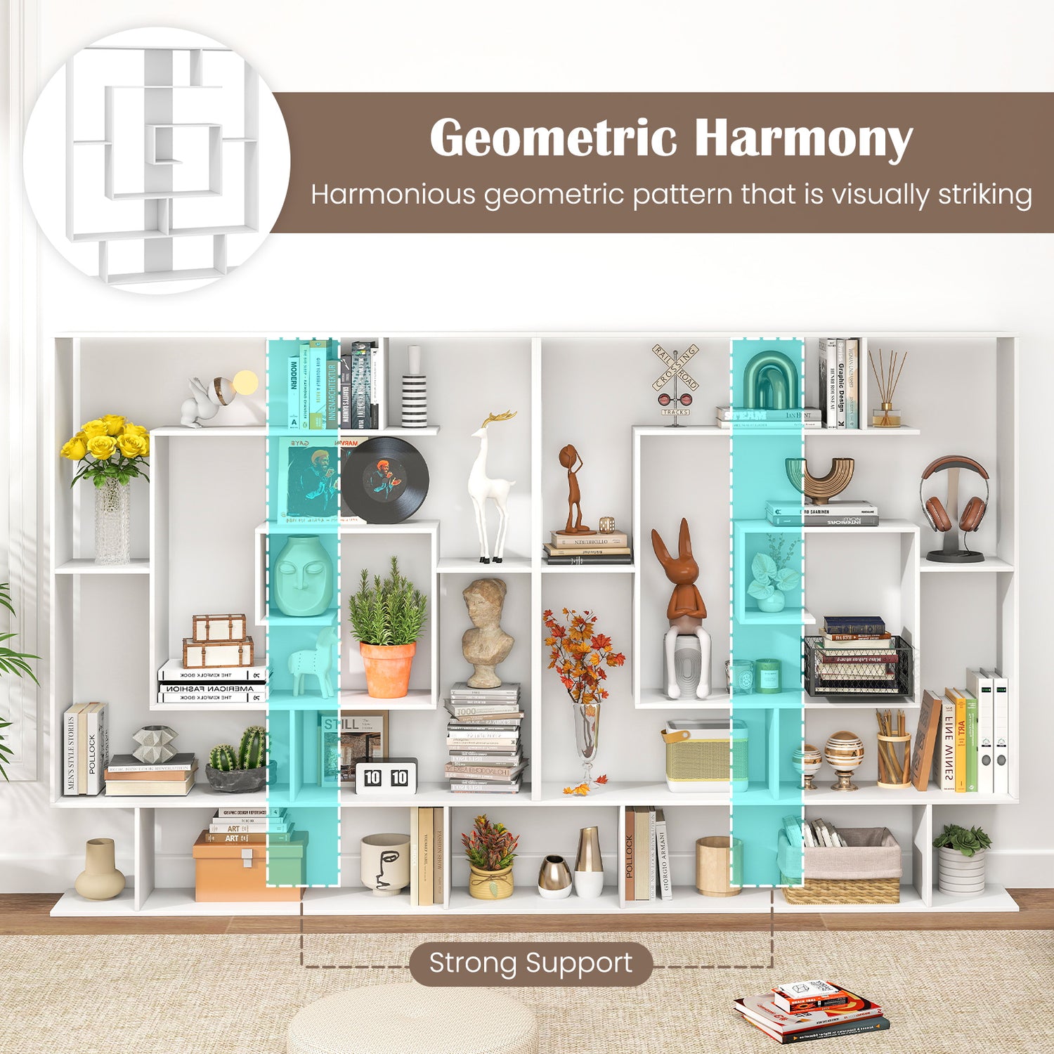 7-Tier Bookshelf  Open Display Shelf Rack for Home Office