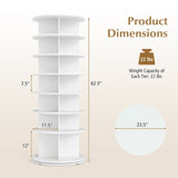 7-Tier Rotating Shoe Rack Tower Freestanding Spinning Shoe Organizer