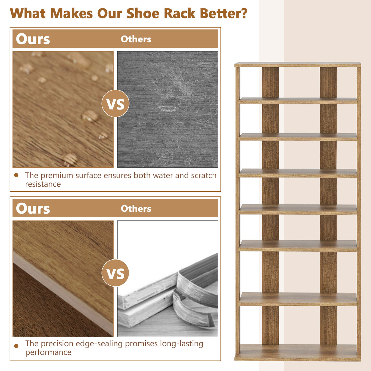 7-Tier Dual Shoe Rack Free Standing Shelves Storage Shelves Concise