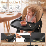 7-in-1 Convertible Foldable Baby High Chair with Adjustable Tray for Kids