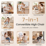 7-in-1 Convertible Foldable Baby High Chair with Adjustable Tray for Kids