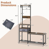 7-in-1 Hall Tree with Shoe Bench and Hooks and Removable Drawer for Entryway-Rustic Brown