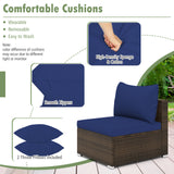 7 Pieces Patio Rattan Furniture Set with Sectional Sofa Cushions