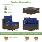 7 Pieces Patio Rattan Furniture Set with Sectional Sofa Cushions