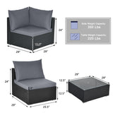 7-Piece Outdoor Sectional Wicker Patio Sofa Set with Tempered Glass Top