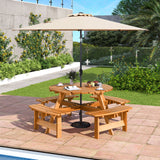 8-Person Round Picnic Table Set Circular Patio Dining Camping Table with Benches