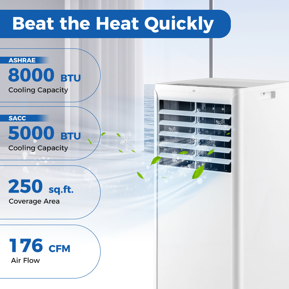 4-in-1 8000 BTU Portable Air Conditioner with Fan and Dehumidifier
