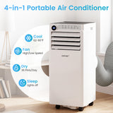 8000 BTU Portable Air Conditioner with Dehumidifier and 24H Timer-White