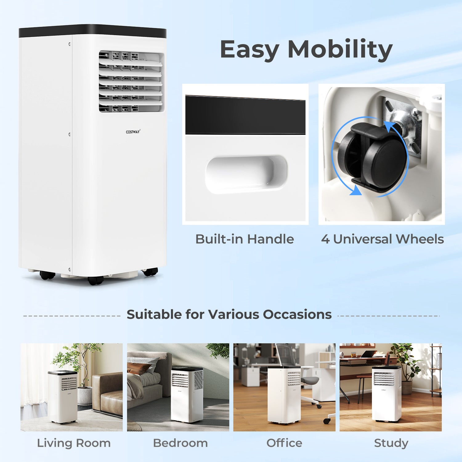 8000 BTU Portable Air Conditioner 3 in 1 Floor AC Unit Fan and Dehumidifier for Room