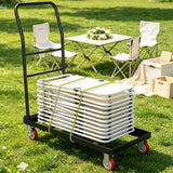 800 LBS Folding Hand Truck with Handle and 2 Elastic Ropes-Black