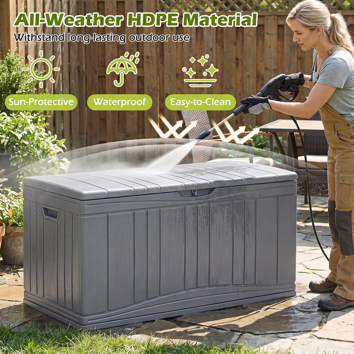 Outdoor Deck Box with Lockable Lid for Garden Tools Cushions