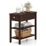 3-Tier Narrow End Table with Drawer and Storage Shelves