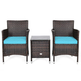 3 Pcs Outdoor Rattan Wicker Furniture Set