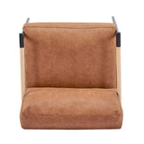 27.56' Modern Accent Chair with Plush Cushions, Minimalist Metal Frame, and Wooden Armrest Design – Perfect for Cozy Living Room, Bedroom, or Office Seating